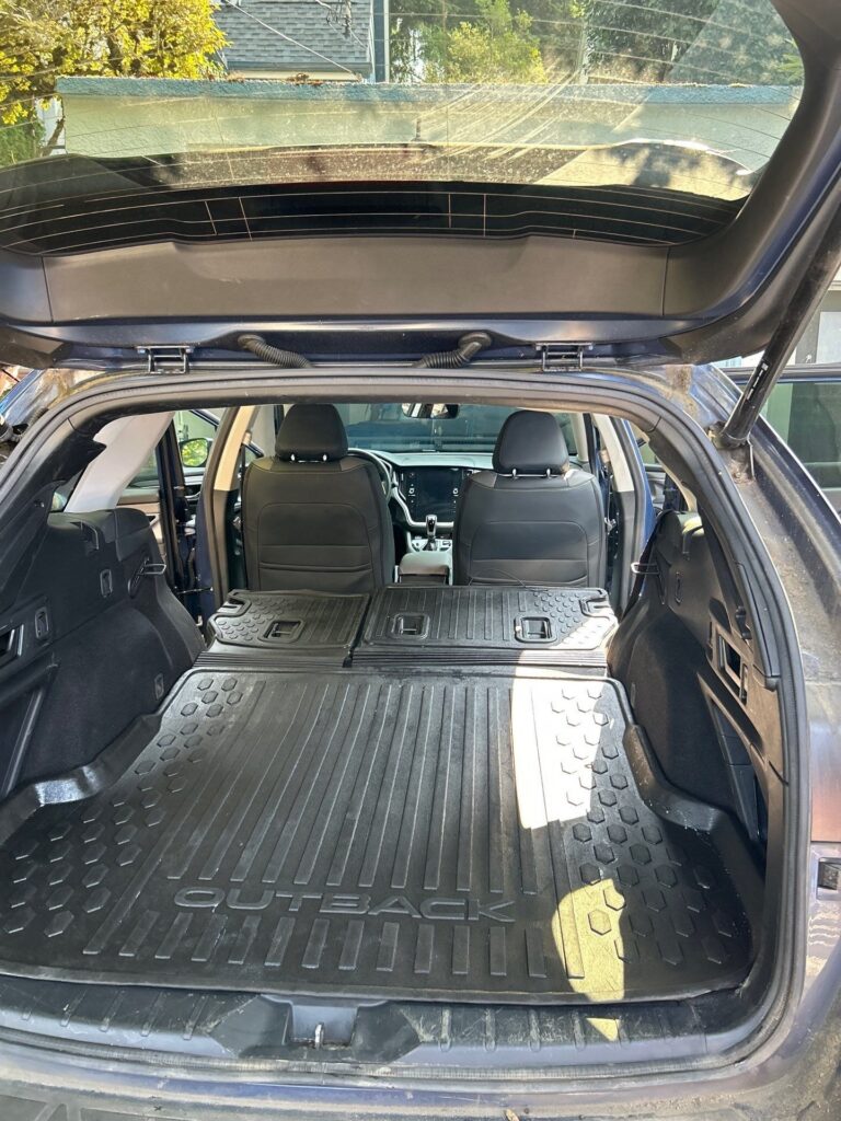 After: the same Subaru Outback cargo area steam cleaned and vacuumed by Eco Car Cafe